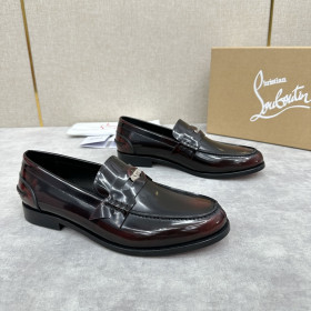 Christian Louboutin Penny Loafers Patent Calf Leather Black Brown