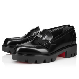 Christian Louboutin Penny Lug Woman Loafers Abrasivato Calf Leather Black