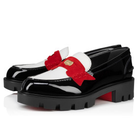 Christian Louboutin Penny Lug Woman Loafers Calf Leather And Red Veau Velours