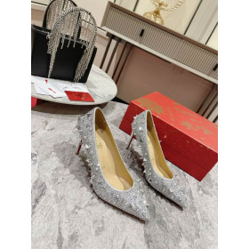 Christian Louboutin Pigalili Potpourri Strass Pumps Glitter Silver