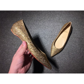 Christian Louboutin Pigalle Ballet Flats Strass Embellished Gold