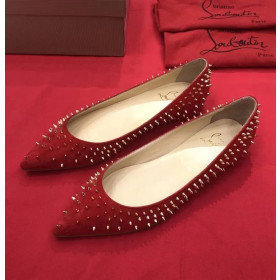 Christian Louboutin Pigalle Spikes Ballet Flats Velvet Red