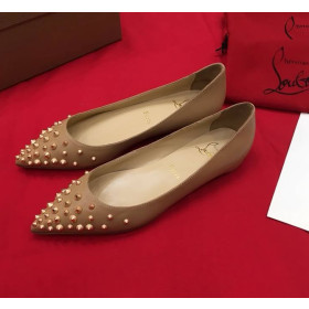 Christian Louboutin Pigalle Spikes Flats Nappa Leather Nude