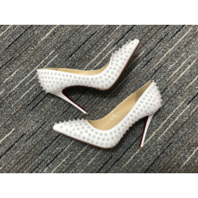 Christian Louboutin Pigalle Spikes Pumps 100mm Nappa Leather White