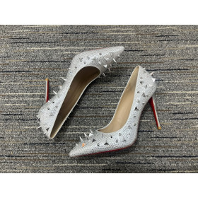 Christian Louboutin Pigalle Spikes Pumps 100mm Strass Silver