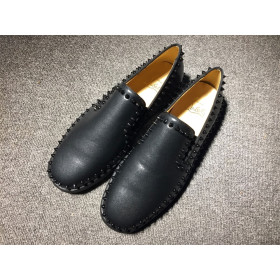Christian Louboutin Pik Boat Spikes Slip-on Sneakers Calf Leather Black