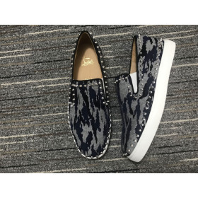 Christian Louboutin Pik Boat Spikes Slip-on Sneakers Fabric Multicolor
