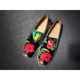 Christian Louboutin Pik Boat Spikes Slip-on Sneakers Floral-Print Calf Leather Multi