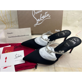 Christian Louboutin Planet Queen 85mm Pumps Satin Crystals Black