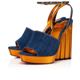 Christian Louboutin Platforms Mira Colunata 120 mm Denim/lin Saba Gold/saba Gd Tissu