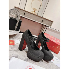 Christian Louboutin Platforms Movida Jane 130 mm Glitter Leather Black