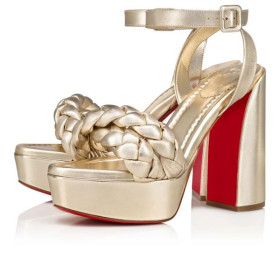 Christian Louboutin Platforms Movide Brio 130 mm Sahara/lin Platine Nappa