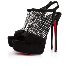 Christian Louboutin Plougesta Alta Strass 150mm Sandals Veau Velours Mesh And Strass Black