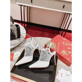 Christian Louboutin Plougesta Pump Strass Fishnet in 100 mm Heel Height-White