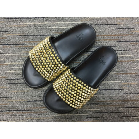 Christian Louboutin Pool Fun Sandals Spikes Leather Black