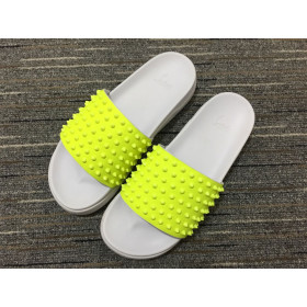 Christian Louboutin Pool Fun Sandals Spikes Rubber Neon Yellow