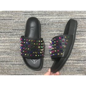 Christian Louboutin Pool Fun Slide Sandals Spikes Rubber Black