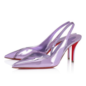 Christian Louboutin Posticha 80 Mm Sling Back Pumps Specchio Leather And Pvc Parme
