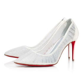 Christian Louboutin Pump Kate Draperia 85mm White-silver/ivory/lin Blue Net