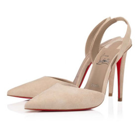 Christian Louboutin Pumps Astrid Sling 100 mm Feve/lin Feve Suede Calfskin