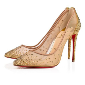 Christian Louboutin Pumps Follies Strass 100mm Version Gold Strass