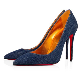 Christian Louboutin Pumps Kate 100 mm Denim/lin Saba Gold Cotton