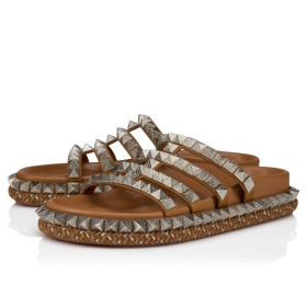 Christian Louboutin Pyra Hallulila Mules Waxed Calf Leather Terra