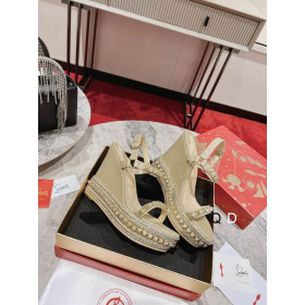 Christian Louboutin Pyraclou 110 Mm Espadrilles Glitter Leather Platine
