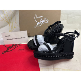 Christian Louboutin Pyraclou 110 Mm Espadrilles Patent Leather Black