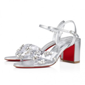 Christian Louboutin Queenie Sandal 70mm Sandals Pvc And Iridecent Nappa Leather Silver