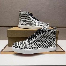 Christian Louboutin Rantus Orlato Flat High-top Sneakers Polka Dots Black White
