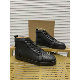 Christian Louboutin Rantus Orlato Flat High Top Sneakers Black Python