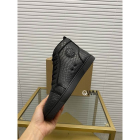 Christian Louboutin Rantus Orlato Flat High Top Sneakers Black Python