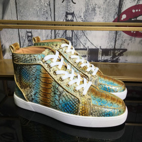 Christian Louboutin Rantus Orlato High-Top Sneakers Metallic Python Leather