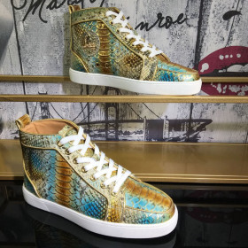 Christian Louboutin Rantus Orlato High-Top Sneakers Metallic Python Leather