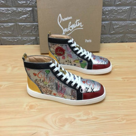 Christian Louboutin Rantus Orlato High-top Sneakers Sequin And Leather Multicolor