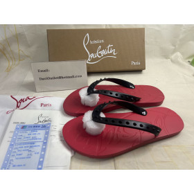 Christian Louboutin Red/Black/loubi Rubber Flip Flop