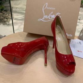 Christian Louboutin Red Patent Fetish Peep 150mm Pumps