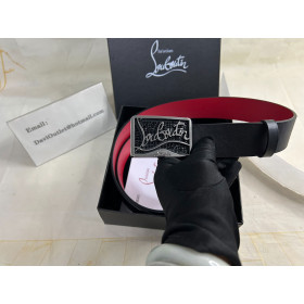 Christian Louboutin Ricky Belt 35mm Calf Leather Black Spikes Buckle