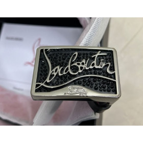 Christian Louboutin Ricky Belt 35mm Calf Leather Black Spikes Buckle