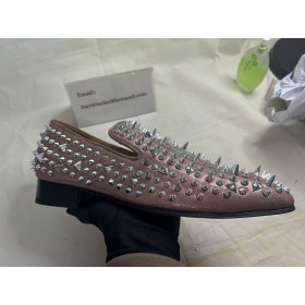Christian Louboutin Rollerboy Spikes Loafers Fabric Leather Pink