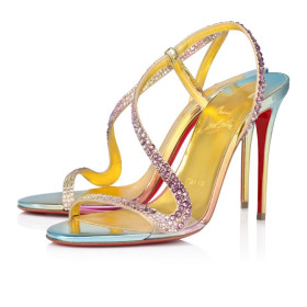 Christian Louboutin Rosalie Strass Boreal 100 Mm Sandals Metallic Suede And Spikes Boreal Multicolor