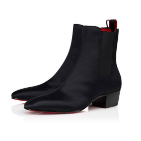 Christian Louboutin Rosalio Chelsea 40 Mm Boots Crepe Satin Black