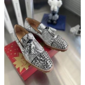 Christian Louboutin Rossini Spike Tassel Embellished Loafers Leather Python Pattern