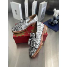 Christian Louboutin Rossini Spike Tassel Embellished Loafers Leather Python Pattern