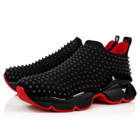 Christian Louboutin Runner Spike Sock Black/black Mat Neoprene Sneaker