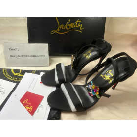 Christian Louboutin Sandal Goldie Joli 100 mm Black/lin Black Crepe Satin