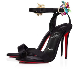 Christian Louboutin Sandal Goldie Joli 100 mm Black/lin Black Crepe Satin