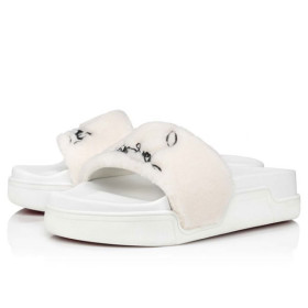 Christian Louboutin Sandal Navy Pool Woman White/black Wool