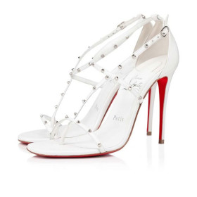Christian Louboutin Sandal Riojana Spikes 100 mm Bianco/lin Bianco Leather